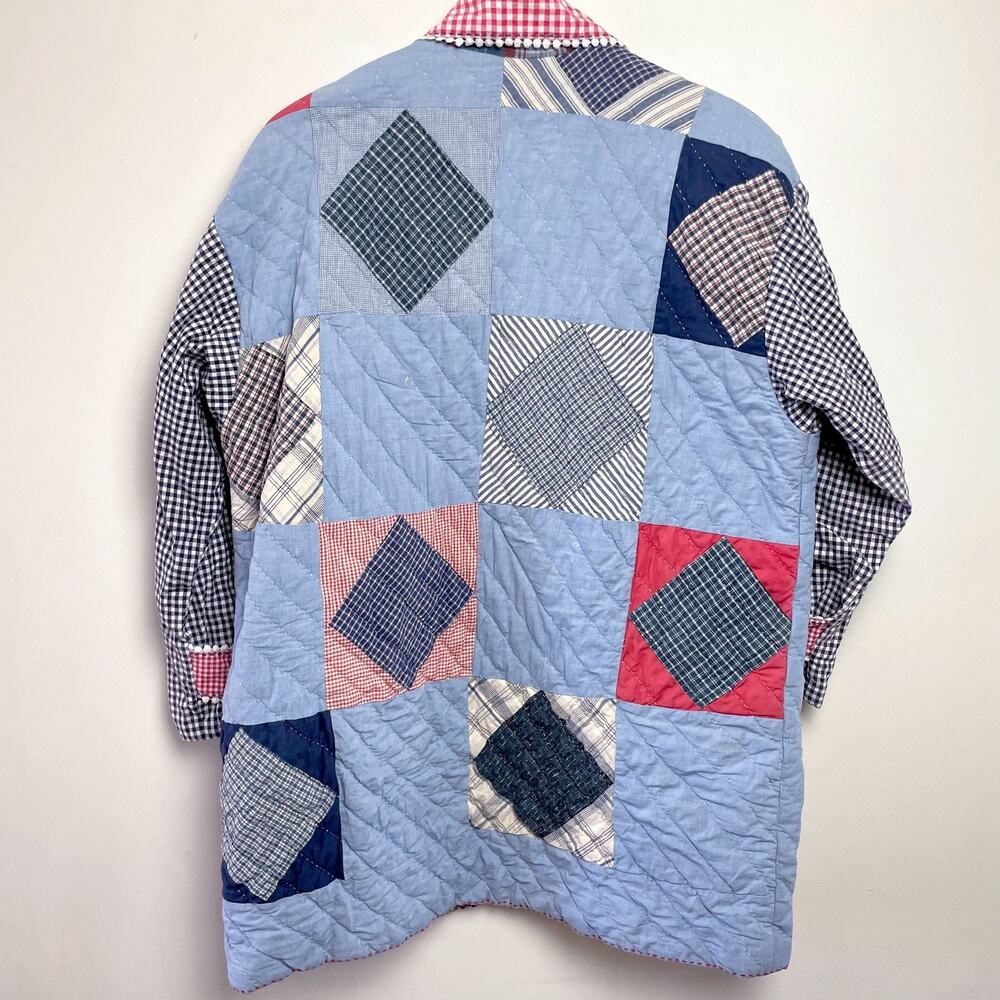Vintage Handmade Patchwork Quilt Jacket Sz XL Cottagecore Americana Prairie Folk - Picture 3 of 13